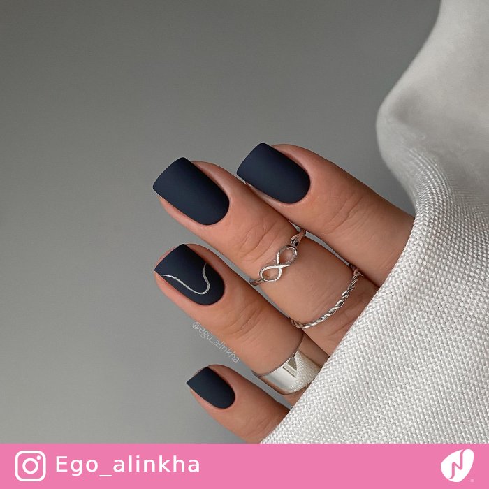 Matte Nails with Minimal Silver Design